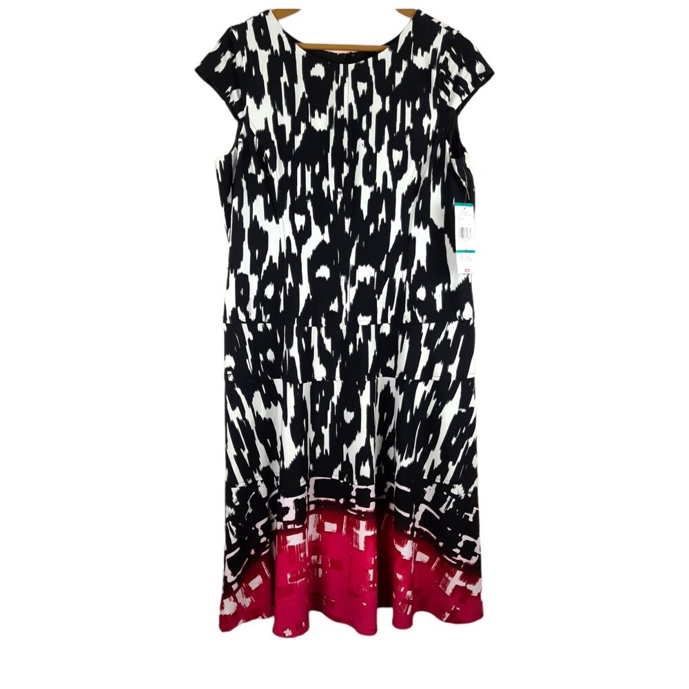 NEW Nine & Co Dress Day to Dinner Fuchsia Crush Combo Sleeveless Size 16